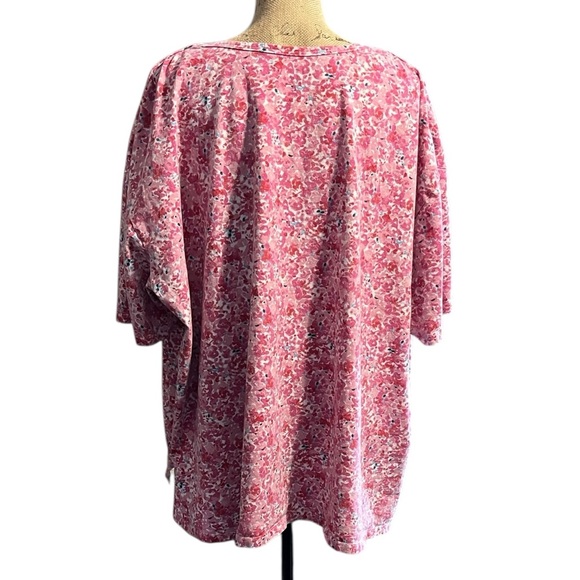 Woman Within Pink Floral Plus Size Short Sleeve Tee. - Picture 4 of 7